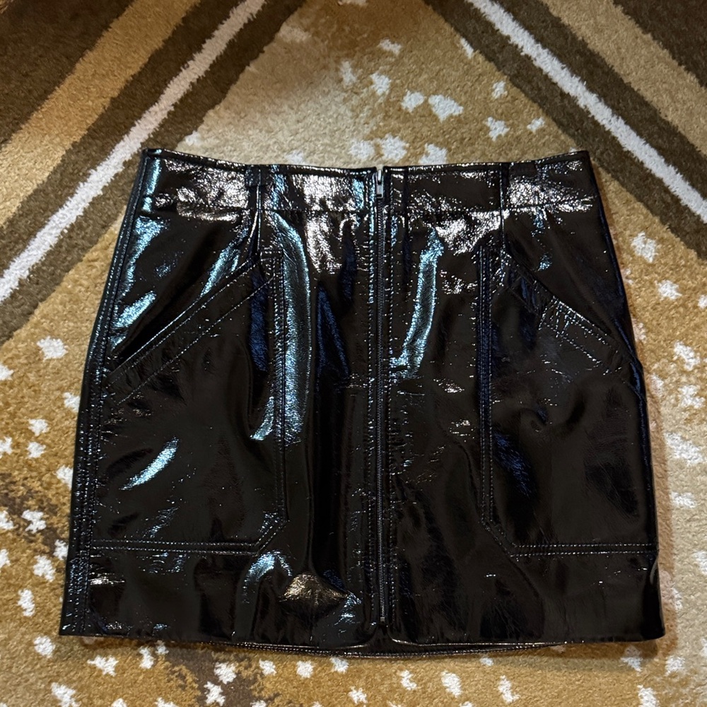 LNA Glossy Black Mini Skirt